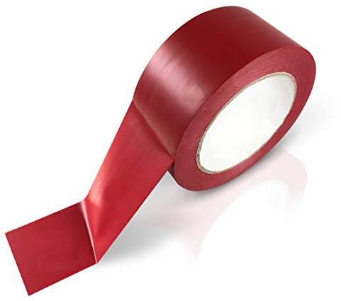 Betriebsausstattung24 Bodenmarkierungsband - 5,0 cm x 33,0 m - Rot - Warnklebeband - Boden- & Wandtape - Selbstklebend - Leicht zu entfernen