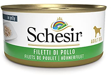Schesir Dog kycklingfilé, hundmat våt, 18 burkar x 150 g
