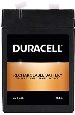 Duracell Original DR4-6 6V 4Ah SLA Battery AGM VRLA Sealed Lead Acid 6–8 Year Design Life Replacement for RT640, NP4-6, Lucas 6V 4Ah, LP6-4.0, FM640A For UPS, Alarm & Emergency Lighting