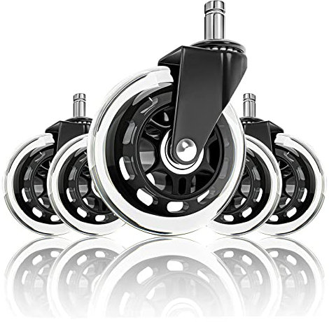 Bürostuhl Rollen 11mm x 22 mm, 5er Set Hartbodenrollen für Bürostühle, Bürostuhl-Räder Ersatzrollen, Keine Kratzer im Boden, Nie Wieder Bodenschutzmatte - Sehr leise Bürostuhlrollen