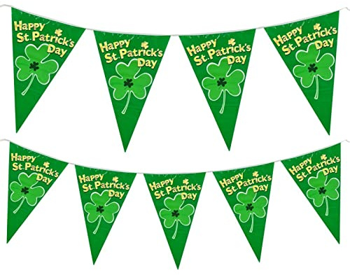 St Patricks Day XL Bunting Large Banner 12ft Long 30cm x 20cm Flag Giant Party Flags