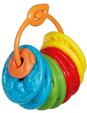 Chicco Die Kugeln des Waldes, 8 Kugeln, mit Waldtieren, flach, ergonomische Form, 1 Mundstück, 1 Tragering, fördert die Koordination, Spielzeug für Kinder von 2-5 Jahren