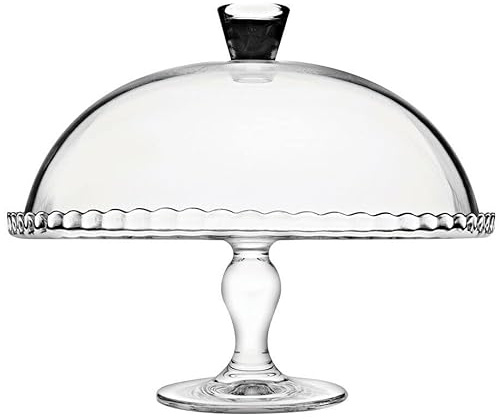Large Clear Glass Cake Stand with Lid & Pedestal Cupcake Pastry Food Serving Display Plate