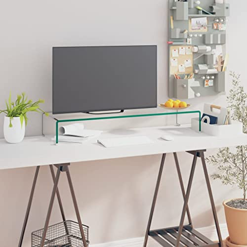 INLIFE TV-Tisch/Bildschirmerhöhung Glas Transparent 90x30x13 cm
