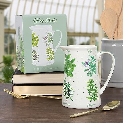 The Leonardo Collection LP95060 Herb Garden Milk Cream Jug, Fine China, 13x9x14cm, Boxed