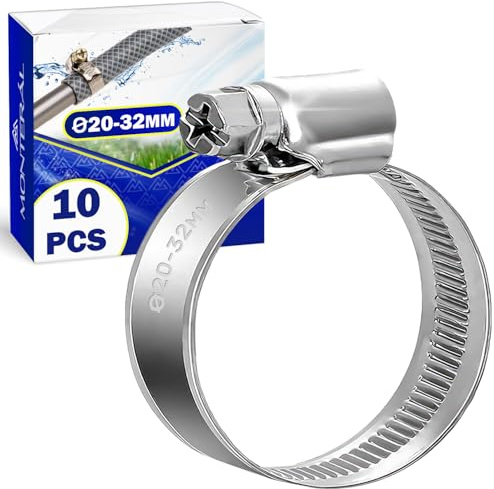 10x Collier de Serrage Métallique Ø20-32mm - Bague de Serrage | pour Tuyau de Piscine Jardin Machine a Laver Conduite à Eau - MONTERAL