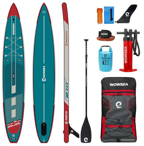 WOWSEA Swift S2 Aufblasbares Stand Up Paddle Board, Langlebiges und Stabiles SUP Board, Rennen & Reisen Paddelboard mit Kamera Halterung, Gute Wahl für Wasserübungen und professionelle Spieler