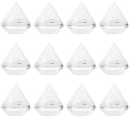 JYCRA 12 STÜCKE Kreative Rautenförmige Pralinenschachtel, Transparente Kunststoff-Aufbewahrungsbox für Süßigkeiten, Eleganter Bonbonbehälter für die Hochzeit