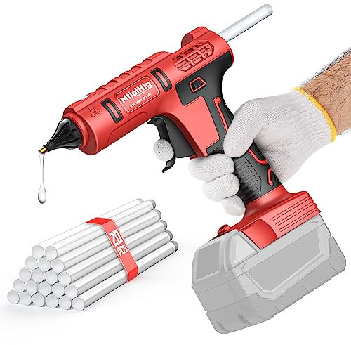Pistola per colla a caldo da 100 W per batteria Milwaukee da 18 V, senza fili, alimentata a batteria, per batteria m18, resistente, con 20 bastoncini di colla da 1,1 cm, per artigianato fai da te e
