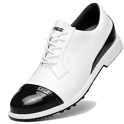 Golfskor för Män,Utomhus Sport Lättvikt Spikfria Golfskor för Män,Tillfällig Andas Halksäker Vattentät Golfskor Herr,med Lace Up Design (Color : Black, Size : 41 EU)
