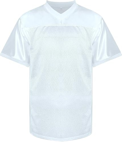 RE-HUO Blank Football Jersey Mesh Praxis Athletic T-Shirt Plain Hip Hop Sport Jersey, Weiss/opulenter Garten, XX-Large