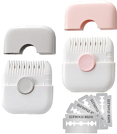 AWINGGILA 2 in 1 Hair Trimmer Clearance, Split Ends Manual Bangs Trimmer Comb for Girls Women, Double Sided Hair Razor Comb Cutter (2 Pack, Gray & Pink)