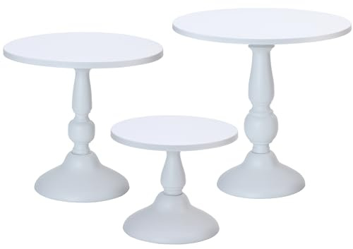 QENUIITEA Set mit 3 weißen Kuchenständern, Metall, rund, Kuchenhalter, Dessertkuchen, Pizza-Präsentationsständer, 20,3 cm, 25,4 cm, 30,5 cm, Serviertablett, Dekoration für Hochzeit, Feier, Party,