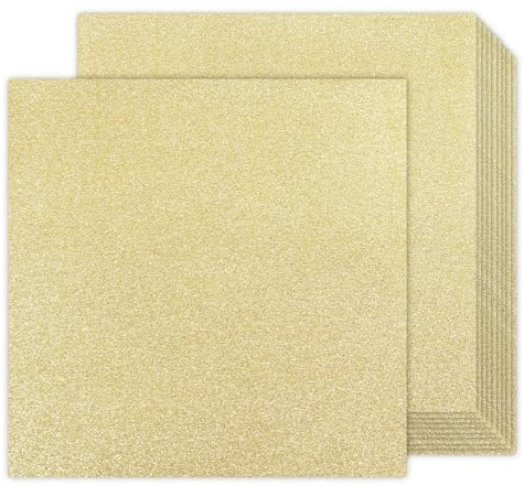 Gold Glitter Cardstock 12x12 Doublesided 24 Sheets, Goefun Champagne Gold No Sheed Glitter Paper 300GSM/110LB Thick Card Stock for Circut, Card Making, DIY Projects, Party Decorations, Scrapbooking