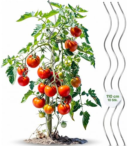 Gartenwelt Riegelsberger Tomatenspirale 110 cm – 10 Stück Tomatenstäbe aus Stahl Ø 5,6 mm, stabile Pflanzenstütze für Tomaten & Kletterpflanzen, wetterfest für Garten & Gewächshaus