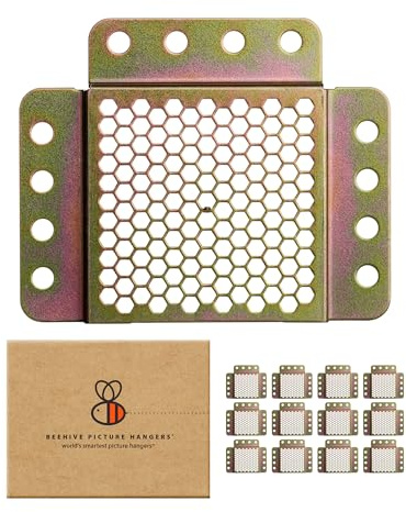 Beehive Picture Hangers | 74 Pcs Picture Hanging Hardware Kit | Fully Adjustable | for Wood Frames and Canvases on Drywall | 35 lb Capacity | Hangs 6 Frames