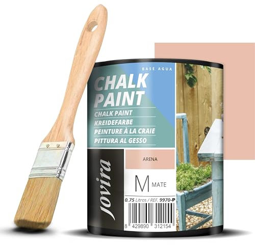 JOVIRA PINTURAS Peinture à la craie - Peinture à la craie à l'eau mate + Pinceau spécial bois. Renouvelez vos meubles avec créativité. (750 Millilitres, Sable)