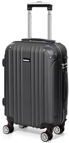 Todeco Valise Cabine 55cm ABS Valise de Voyage 55x35x22cm Gris foncé
