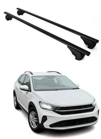OMAC Dachträger Querträger für VW Taigo 2021-2026 – Abschließbar – Max. 75 kg – 2 Stangen Stahl Schwarz
