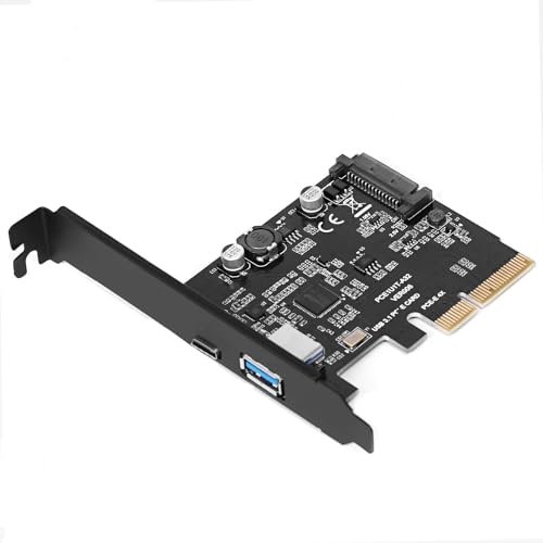 YABOANG scheda PCI-E a USB 3.1, 2 porte USB 3.2 Gen2, PCI Express 4X larghezza di banda fino a 10 Gbps, con interfacce Type-C+Type-A,Per Windows 10/8/7 (ASM3142)