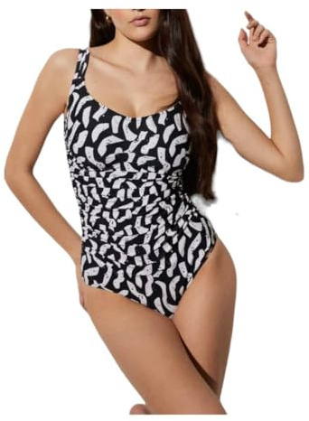 YSABEL MORA Costume intero modellante coppa D con ferretto arricciato sul davanti art. 82569-3D, Fantasia