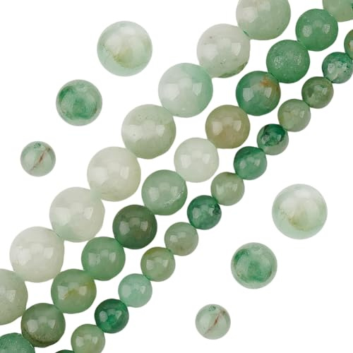 OLYCRAFT Ca. 146 Stück Natürliche Grüne Aventurin Perlen 6mm 8mm 10mm Runde Naturstein Edelstein Kristall Lose Perlen für Selbstgemachte Armbänder Ohrringe Schmuckherstellung