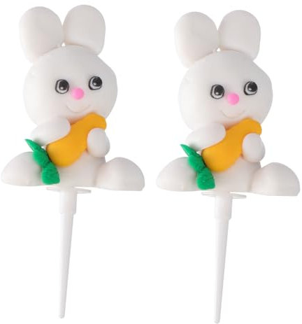 NAMOARLY 2pcs Carrot Bunny Cake Toppers for Birthday Parties Fun Dessert Ornaments for Boys and Girls Cute Cupcake Decorations for Celebrations and Festivals