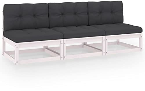 BUKSCYJS Sofas,Gartensofas,Schlafsofas,Gartenmöbel,3-Sitzer-Sofa mit Kissen Kiefer Massivholz für Hinterhöfe, Terrassen, Pools, Balkone, Veranden oder Gärten