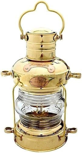 Lanterna Nave Lampada Ottone Olio Nautico Marittimo Barca Antica Luce Ancora Vintage