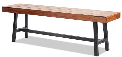 VEVOR Gartenbank, 160 cm Große Gartenbank aus Holz mit Metallbeinen für den Außenbereich, 227 kg Tragkraft, Gartenparkbank, Essbank, Terrassenbank für Garten, Park, Hof, Veranda usw.