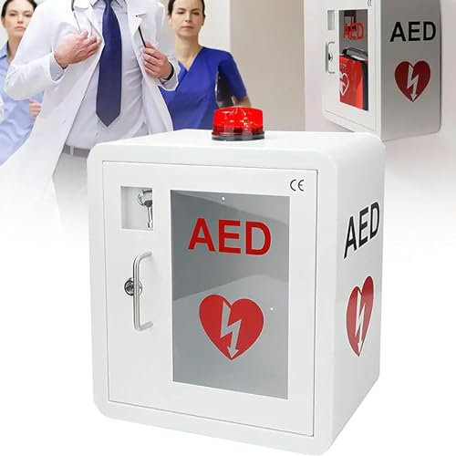 AED-Defibrillator-Wandaufbewahrungsschrank, Erste-Hilfe-AED-Defibrillator-Wandaufbewahrungsschrank mit Schlüssel und Alarm, für Notfälle zu Hause, im Büro und an öffentlichen Orten