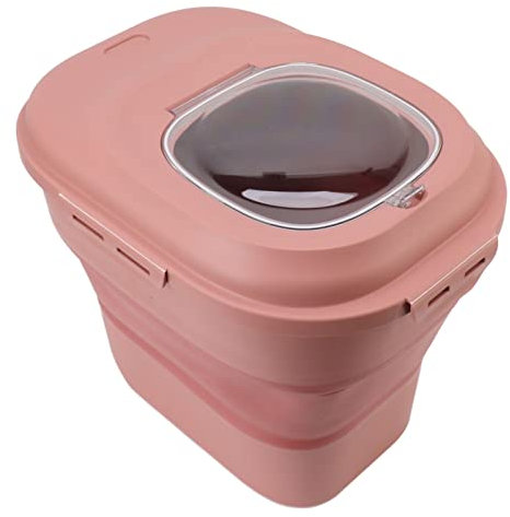 Contenedor de almacenamiento de arroz, contenedor de cereales, dispensador de arroz plegable, vaso medidor y pala, recipiente de almacenamiento hermético para perros y gatos