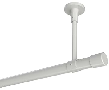 INTERDECO Gardinenstange 20 mm 1-läufig Weiß 320 cm | aus Metall, für Deckenmontage, Endstück Santo (Kappe), ohne Ringe, kürzbar, Traglast bis 8 kg, Modern