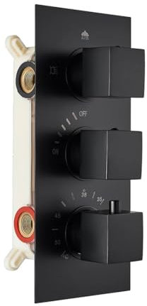 Mitigeur Thermostatique De Douche En Laiton Mitigeur À 3 Voies Vanne De Commande Thermostatique Robinet De Douche Mural Encastré Matte Black