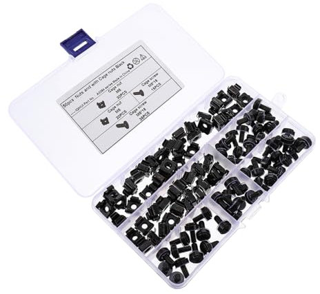 TOKIDNY 50pcs M5 Carbon Steel Floating Cage Nuts 50pcs M5x16 Mounting Screws, Black Zinc Coated Insert Lock Nuts for Server Racks and Cabinet Fixing