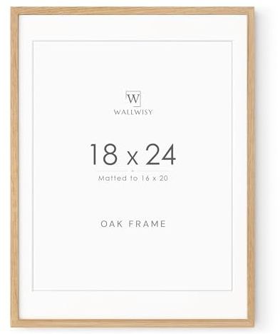 wallwisy Posterrahmen, 45,7 x 61 cm, massives Eichenholz, 45,7 x 61 cm, mattiert auf 40,6 x 50,8 cm
