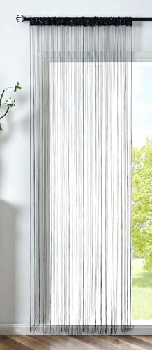 Fadengardine »Shanghai« HxB 250x145 cm Schwarz Lurex Gardinenband Tunneldurchzug Schimmernd Vielseitig Modern Praktisch 20306