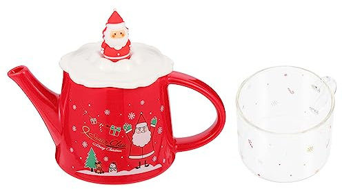 Holibanna Teiera Di Natale in Ceramica Set Da Tè Tema Natalizio Teiera Per Uso Domestico Bollitore Per Tè Decorazione Per Feste Di Natale