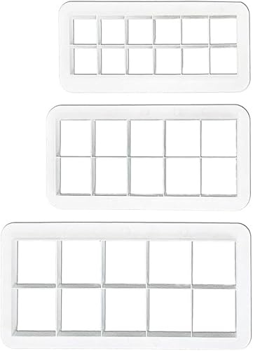 Lot de 3 emporte-pièces carrés blancs - Emporte-pièces carrés - Multicutter géométrique - Emporte-pièce pour fondant - Emporte-pièces pour biscuits - Accessoires créatifs de décoration de gâteaux