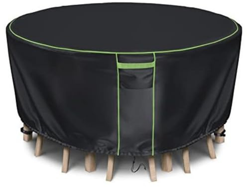 Cubremesa De Exterior, Material Impermeable, Resistente Al Desgarro, Con Cordón, Detalles Reflectantes, Negro (Black,246X71cm)