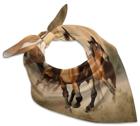 BVKWNTSA Quadratischer Schal mit Pferde-Motiv, bedrucktes Halstuch, Halstuch, Stirnband für Damen