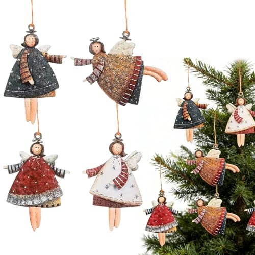 40 Stück Kleine Engel Weihnachtsanhänger Christbaumschmuck, Holz Weihnachtsengel Anhänger Weihnachtsbaum für Weihnachten Anhänger, weihnachtsdeko, kleine Geschenke zum Silvester