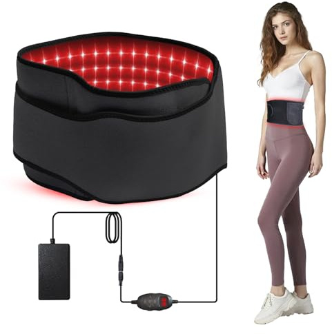 Rotlichtgürtel Infrarotlampe Rotlichtlampe Gürtel 105 LEDs Schwarz | Rotlicht-Gürtel mit Zeiteinstellungen, 3 Modi, 5 Helligkeitsstufen für Beine, Rücken, Taille, Schultern