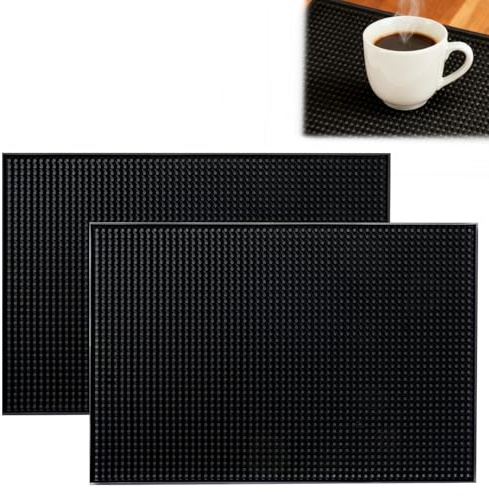 Vlecexs 2 Stück Barmatte, Kaffee Tamper Mat, PVC Tamperstation Mats Pads, Überlaufmatte Schnell Trocknend für Bar Küche Café Restaurants Theke (45 x 30 cm)