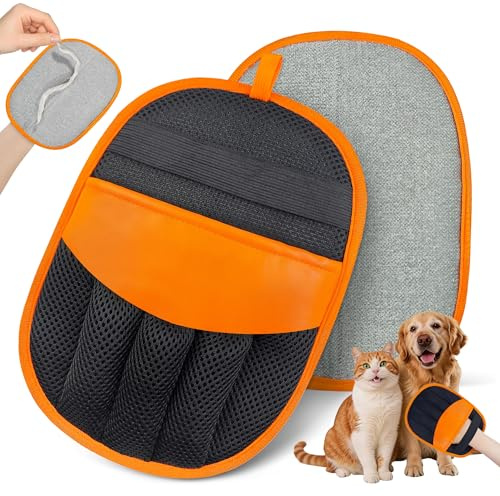 YOSEPATI Magic Brush Elektrostatisk Pälsborttagningshandske för Husdjur, Pure Path Pälsborttagning för Katt och Hund, Magic Brush för Husdjursvård, Yomi Pälshårshandskar för Tvätt (Orange, 1Pcs)