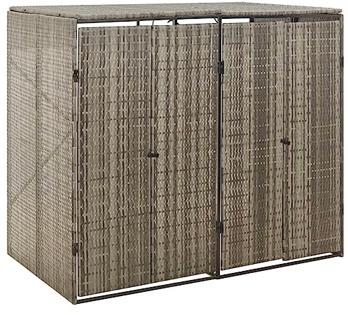 Genérico Cobertizo para 2 contenedores Basura ratán PE Gris 140x80x117cm