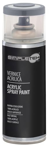 SIMPLETEK - Bomboletta Vernice Spray Acrilico Grigio Segnale RAL 7004 Colore Brillante Universale Multimateriale Interni Esterni 400ml (1 pezzo)
