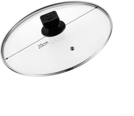 Tempered Glass Pot Lid for Frying Pans Woks Skillets Kitchen Cookware Cover with Comfortable Handle Black(20cm)
