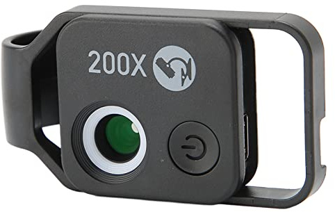 Cuifati Taschenmikroskop 200X für Telefon mit CPL-Objektiv, Tragbarer Telefon-Mikroskop-Clip für und, Wiederaufladbar über USB, Keine App Erforderlich, Makroobjektiv für Erwachsene und (Black)
