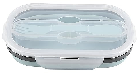Aramox Contenedores de almacenamiento plegables de la comida, plegable del silicón de la categoría alimenticia con forma del rectángulo para la cocina(Light_Blue)